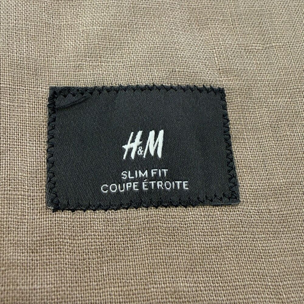 H&M Mens 100% Linen Slim Fit Blazer Jacket Sz 38R Beach Wedding Cruise Business - Picture 5 of 6